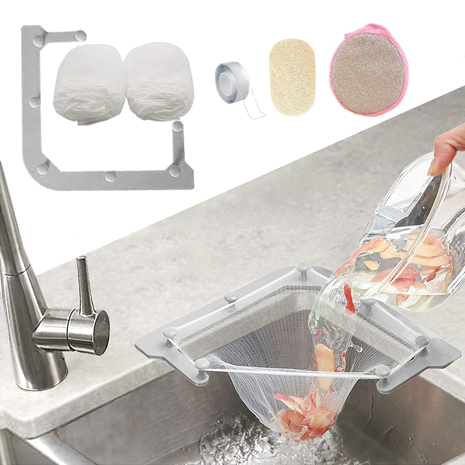 Kitchen Sink Triangle Strainer | Gray Rack with 100 Mesh Bags