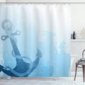ABAKUHAUS Nautical Anchor Fabric Shower Curtain - Waterproof Light Blue