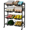 IBUYKE Kitchen Fruit Vegetable Storage Cart,Utility Cart,Black,TLJ025B