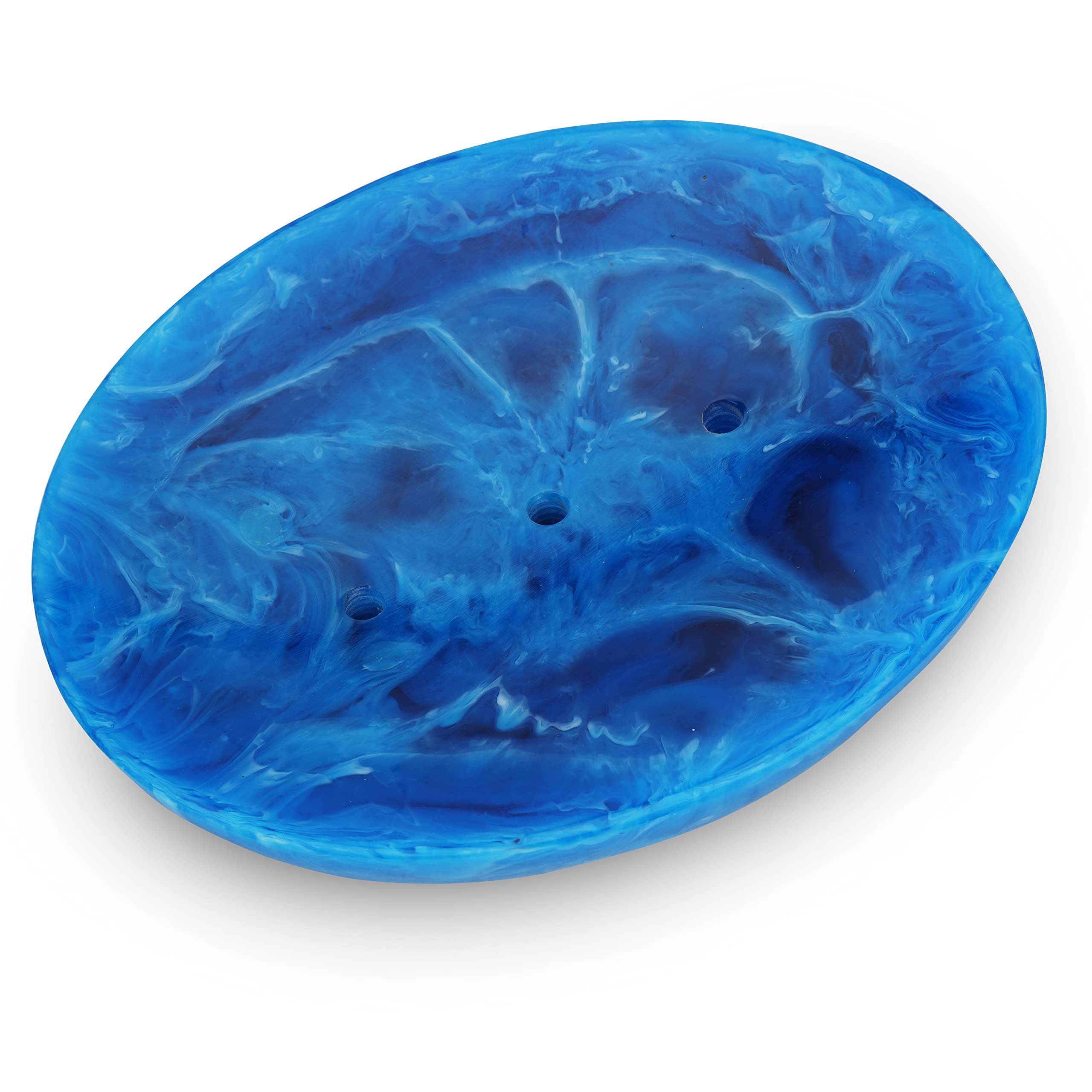 Ajuny Blue Resin Soap Dish | Self-Draining Bar Soap Holder for Shower