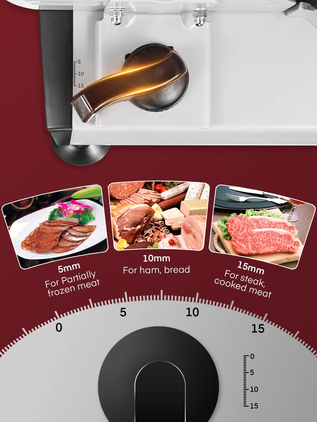 FOHERE 200W Electric Meat Slicer | 2 x 19cm Blades | 0-15mm Thickness