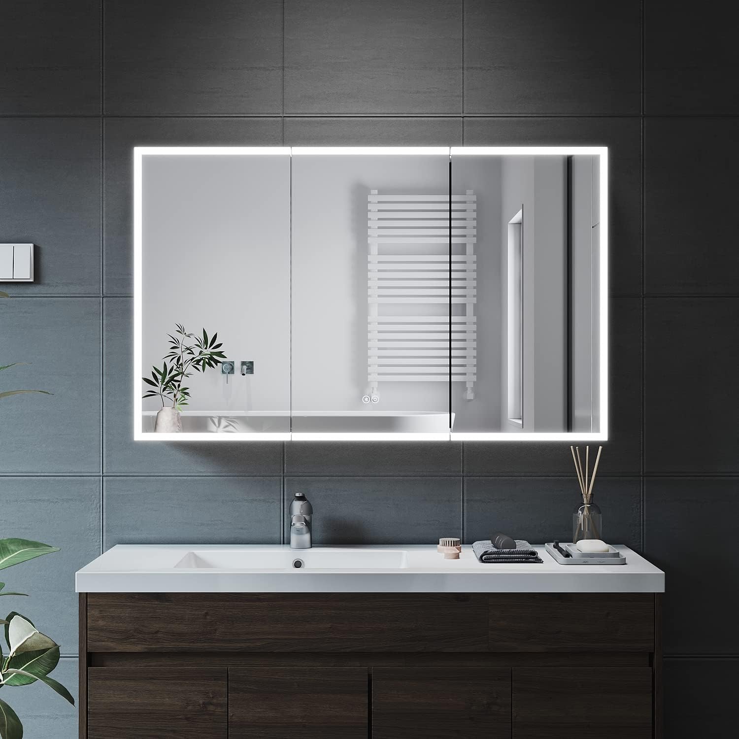 LED Bathroom Mirror Cabinet | Bluetooth & Shaver Socket 1050mm