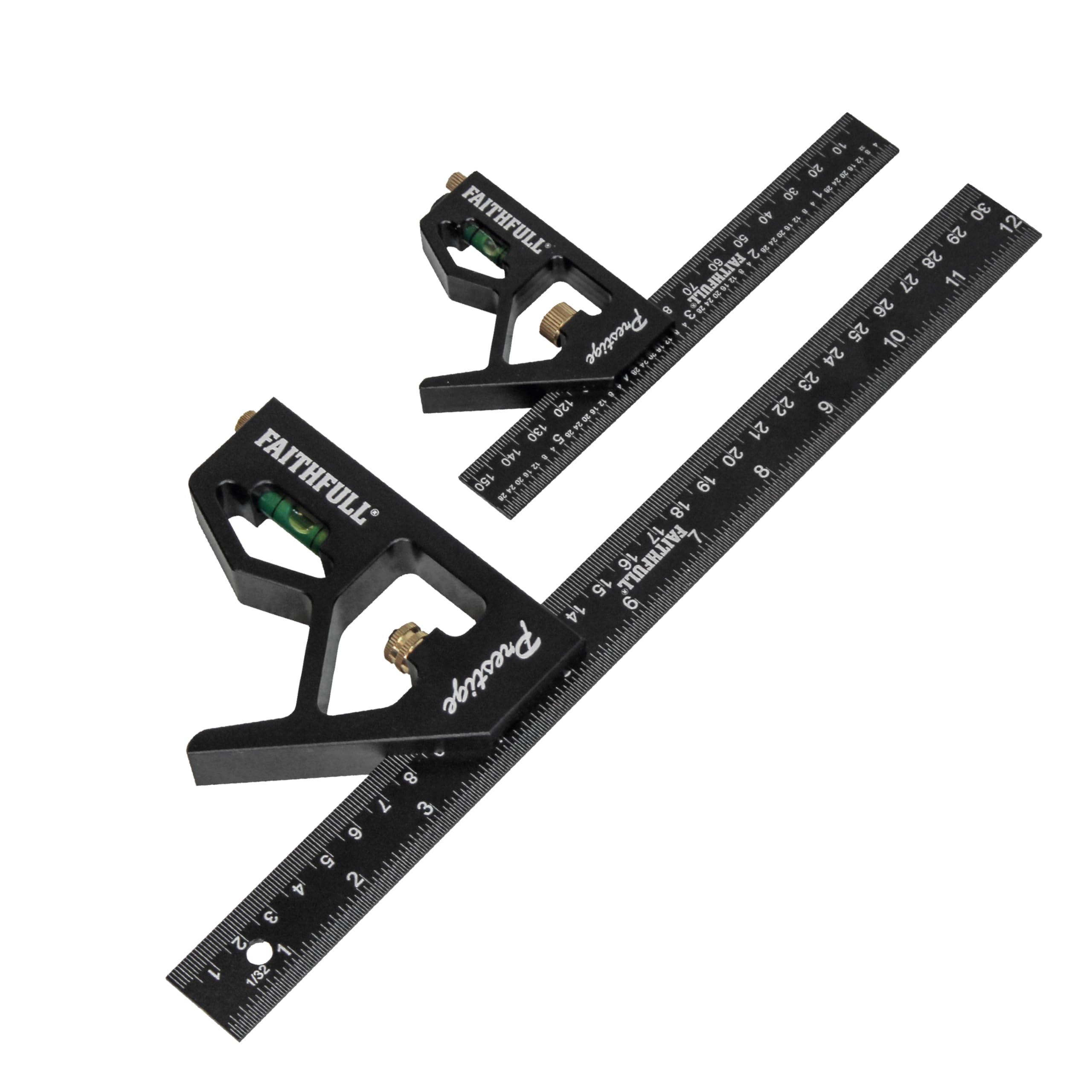 Faithfull Prestige Combination Square Twin Pack - 150mm & 300mm