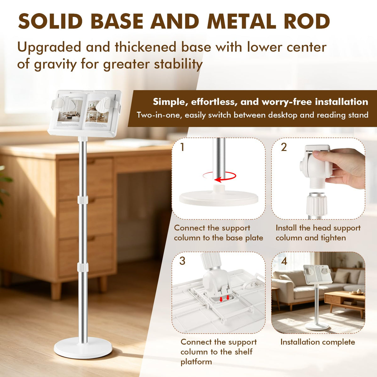 Lectern Podium Stand Adjustable 63~130cm Portable Standing Desk Table - image 5