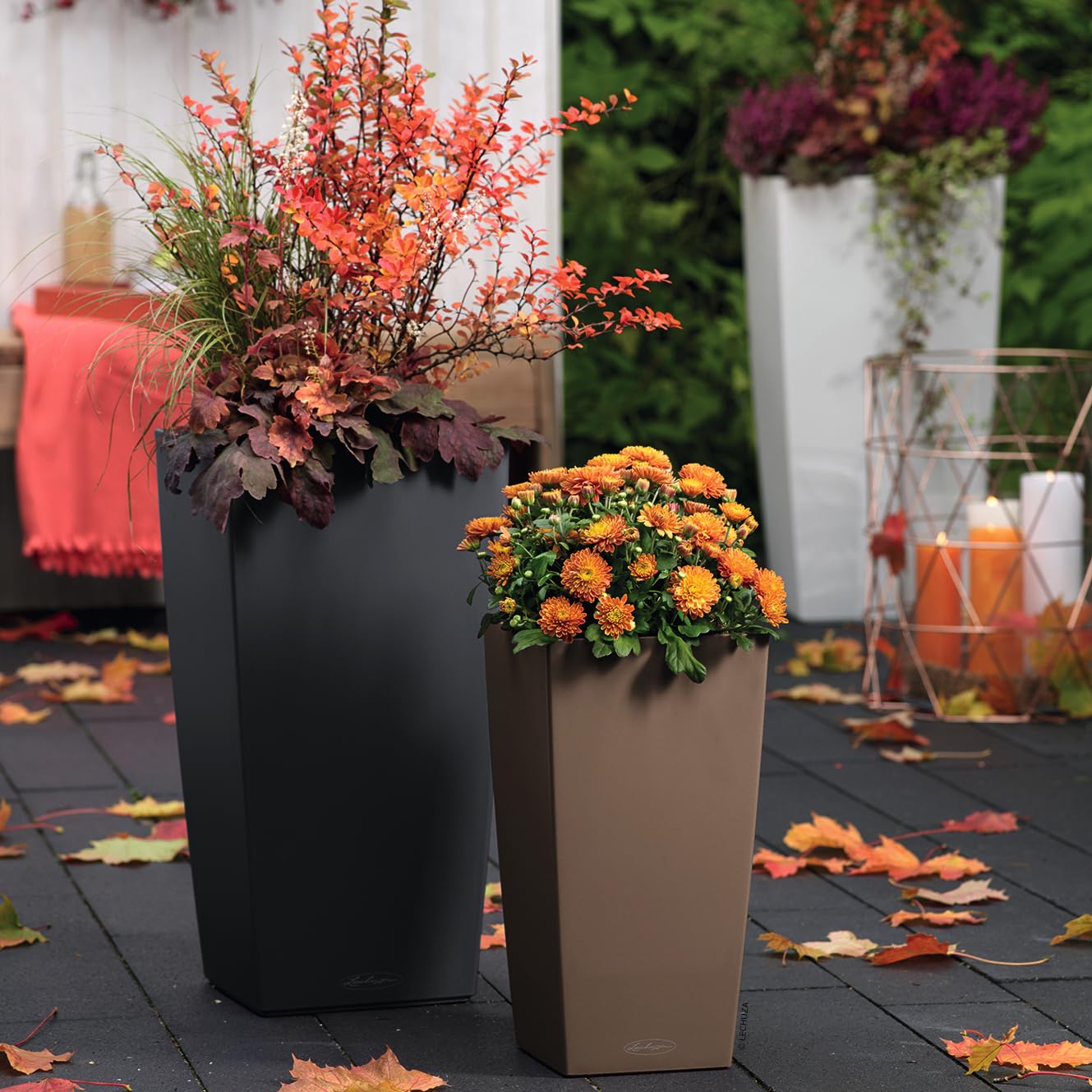 Lechuza CUBICO Color 30 Self-Watering Planter | Nutmeg Matte Plastic