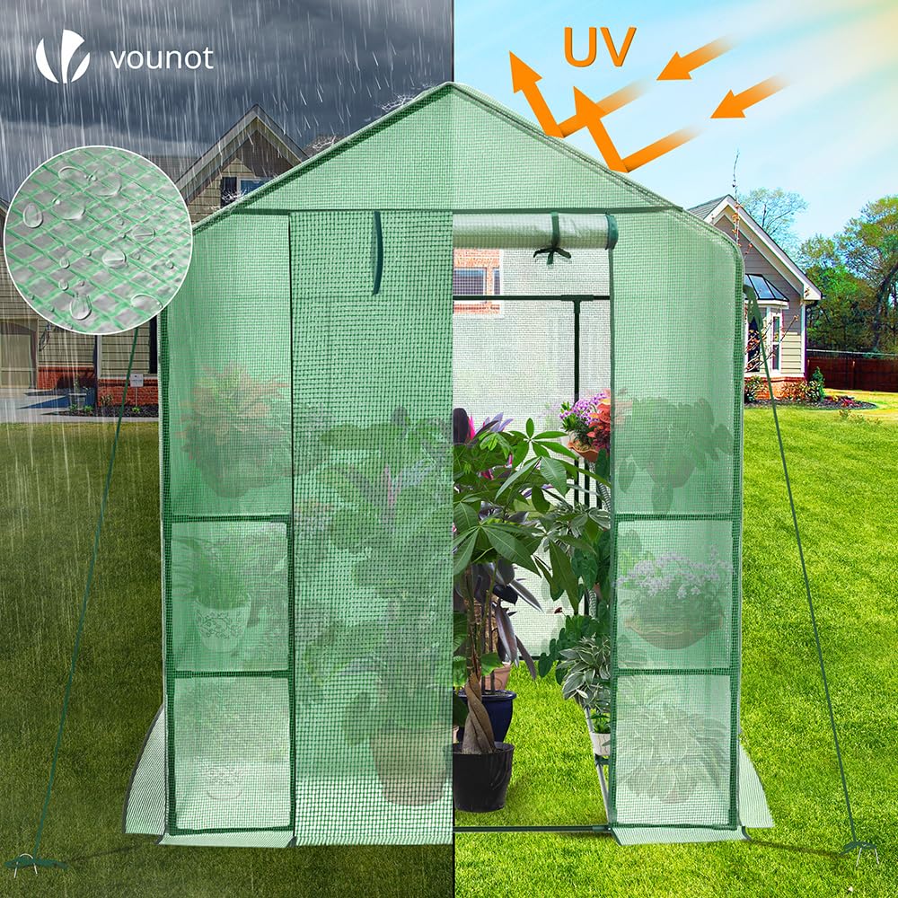 VOUNOT Walk-In Greenhouse with Shelves | Portable Garden Growhouse
