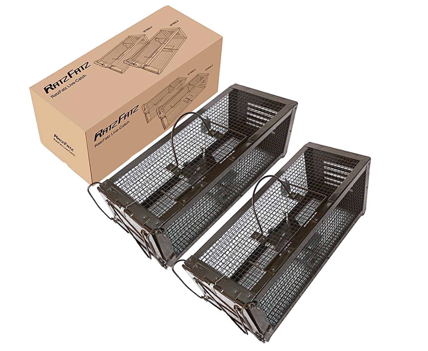 RatzFatz Humane Rat Cage Traps - 2 Pack Reusable No-Kill Mousetraps