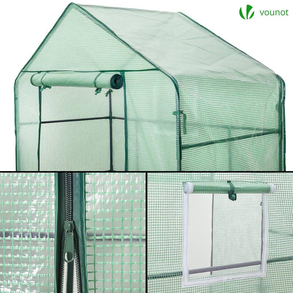 VOUNOT Walk-In Greenhouse with Shelves - Portable Garden Growhouse