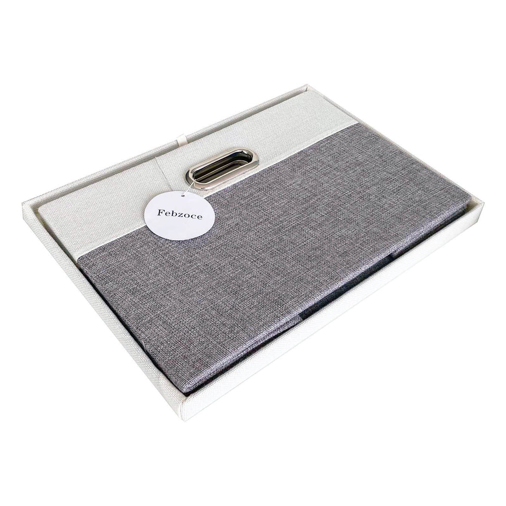 Febzoce Foldable Fabric Storage Bins with Lids - 3 Pack Extra Large Grey