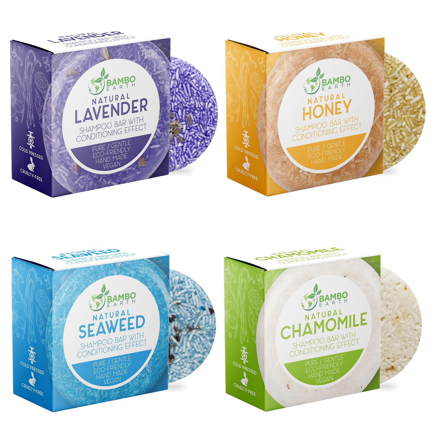 Natural Shampoo Bar 4-Pack | Organic Zero Waste Hair Soap