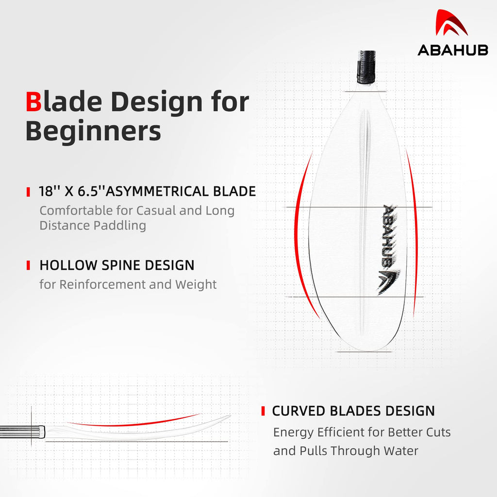 Abahub Carbon Fiber Kayak Paddle – 90.5 Inch Lightweight Oar with Leash