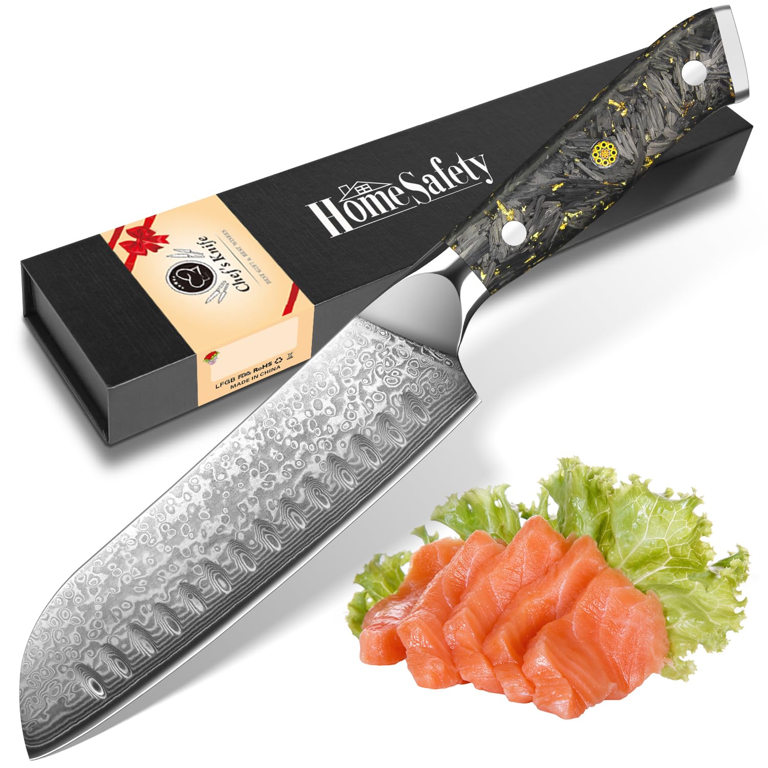 Jolof Store Santoku Knife | 17.8cm VG-10 67-Layer Damascus Steel