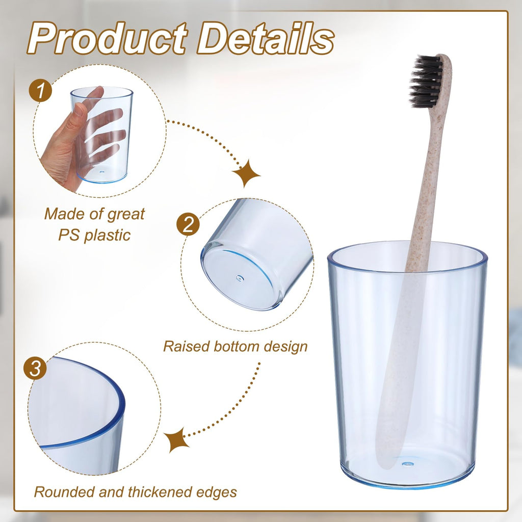 sourcing map 4Pcs Bathroom Tumbler, 350ml 11.83 Oz Toothbrush Cups Unbreakable Solid Color Plastic Mouthwash Cup Stackable Reusable Tumbler for