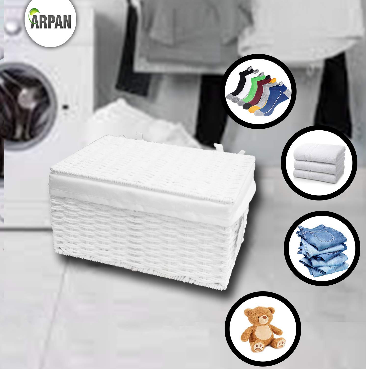 Arpan Set of 3 Paper Rope Storage Baskets | Woven Hamper with Lining