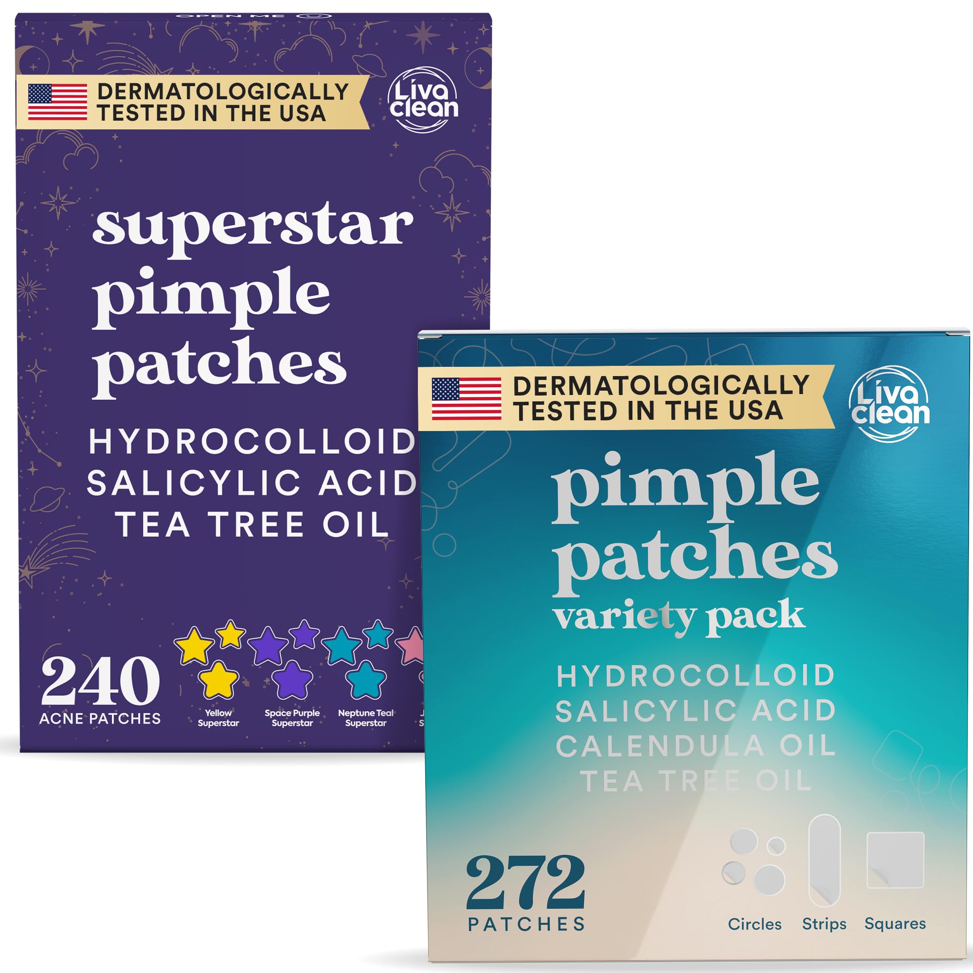 LivaClean 512 CT Hydrocolloid Pimple Patches Bundle | Star & Variety Pack