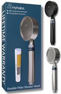 MyHalos Shower Filter for Hard Water - High Pressure Brushed Metal Set