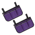 YELARXI Beach Chair Armrest Bag, Beach Side Bag Hanging Storage Organizer with Reflective 4 Pockets Waterproof Pouch 13 x 7" & 2Pcs & Purple