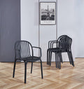 Hallowood Stoker Black Plastic Stackable Chairs with Armrests - Set of 4
