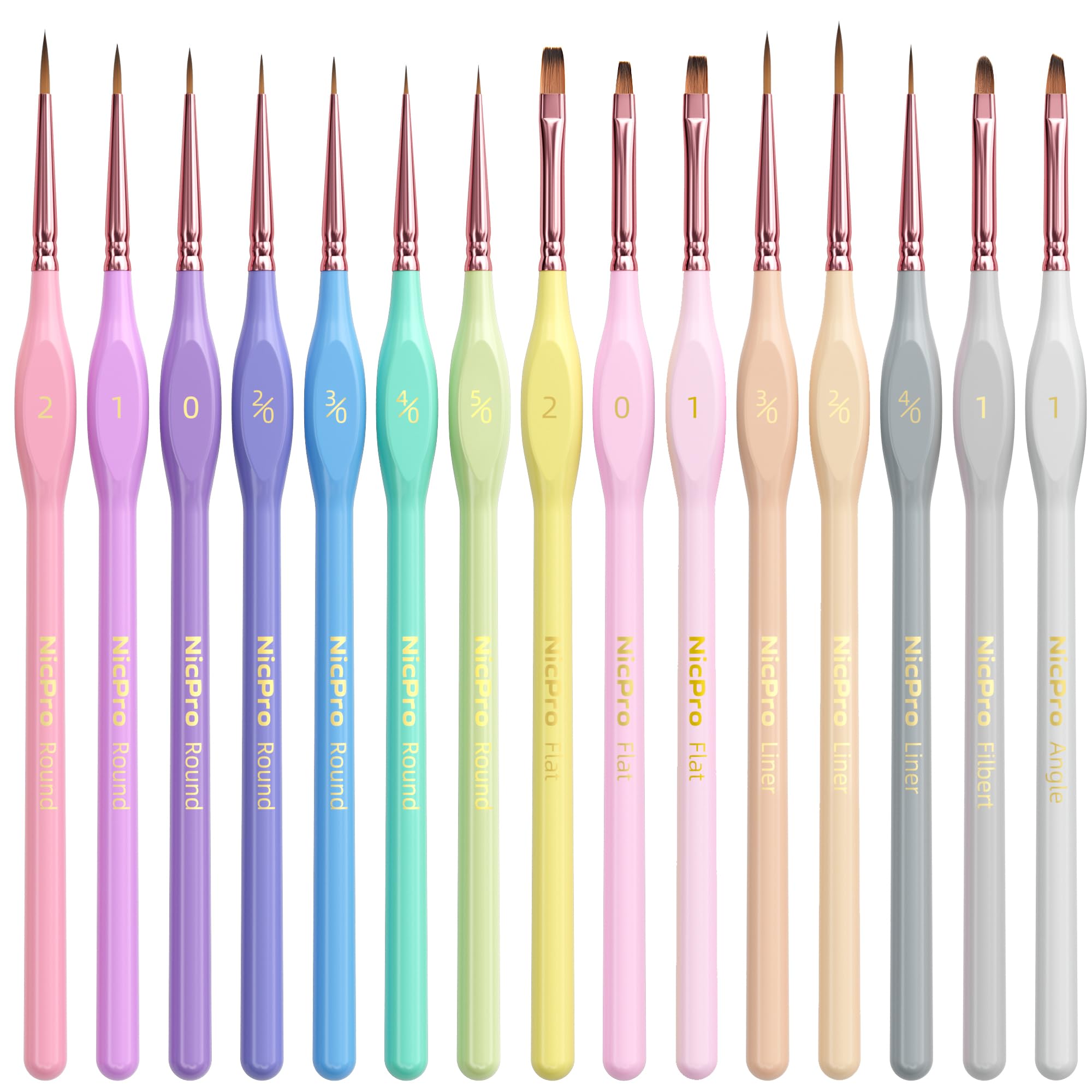 Nicpro 15PCS Micro Fine Detail Paint Brush Set | Pastel Miniature Art Kit