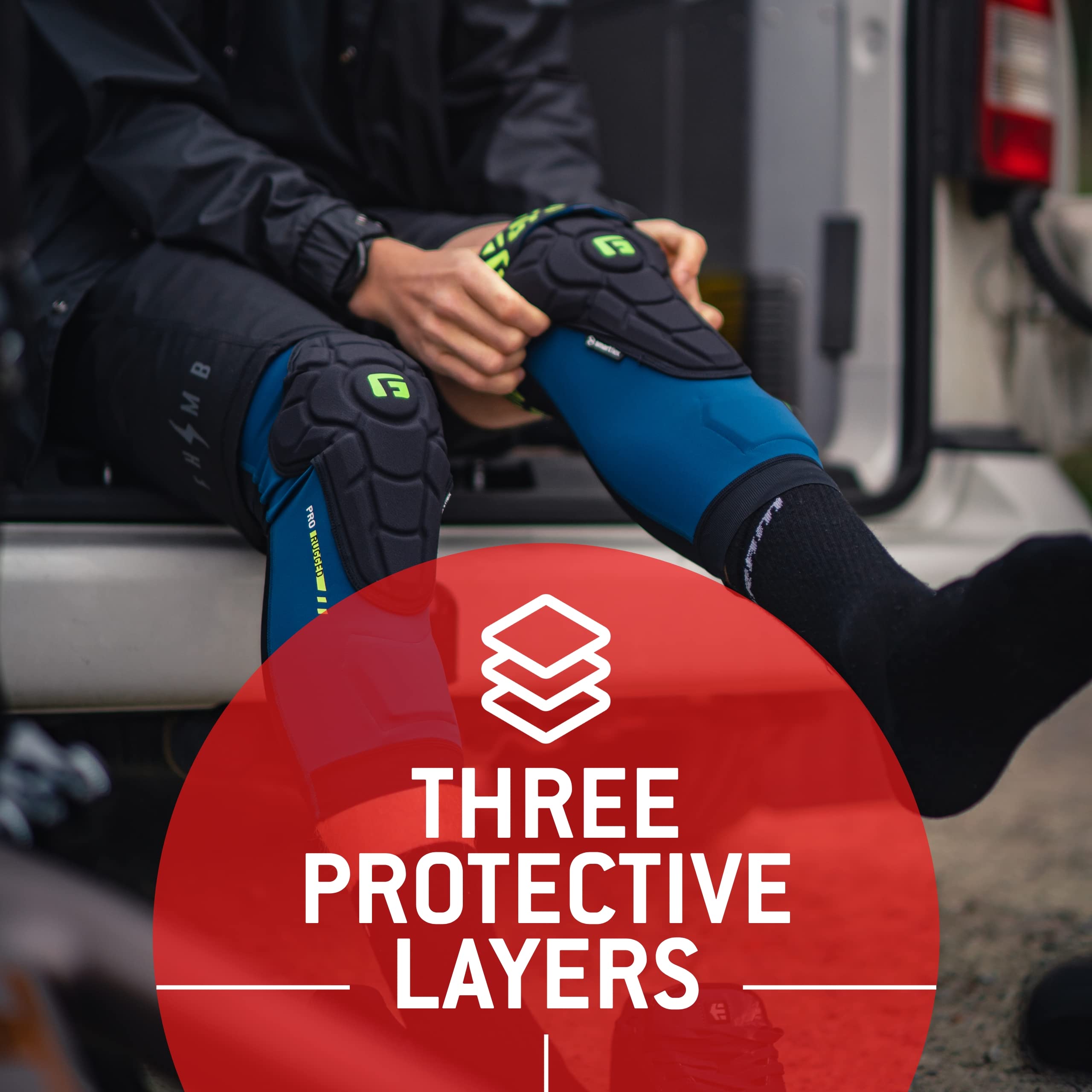 G-Form Pro-Rugged 2 MTB Knee Guards – SmartFlex Impact Pads, Storm Blue