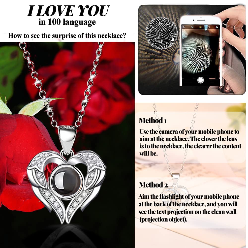 Firestyle Preserved Real Rose Gift Box with 100 Languages Love Necklace
