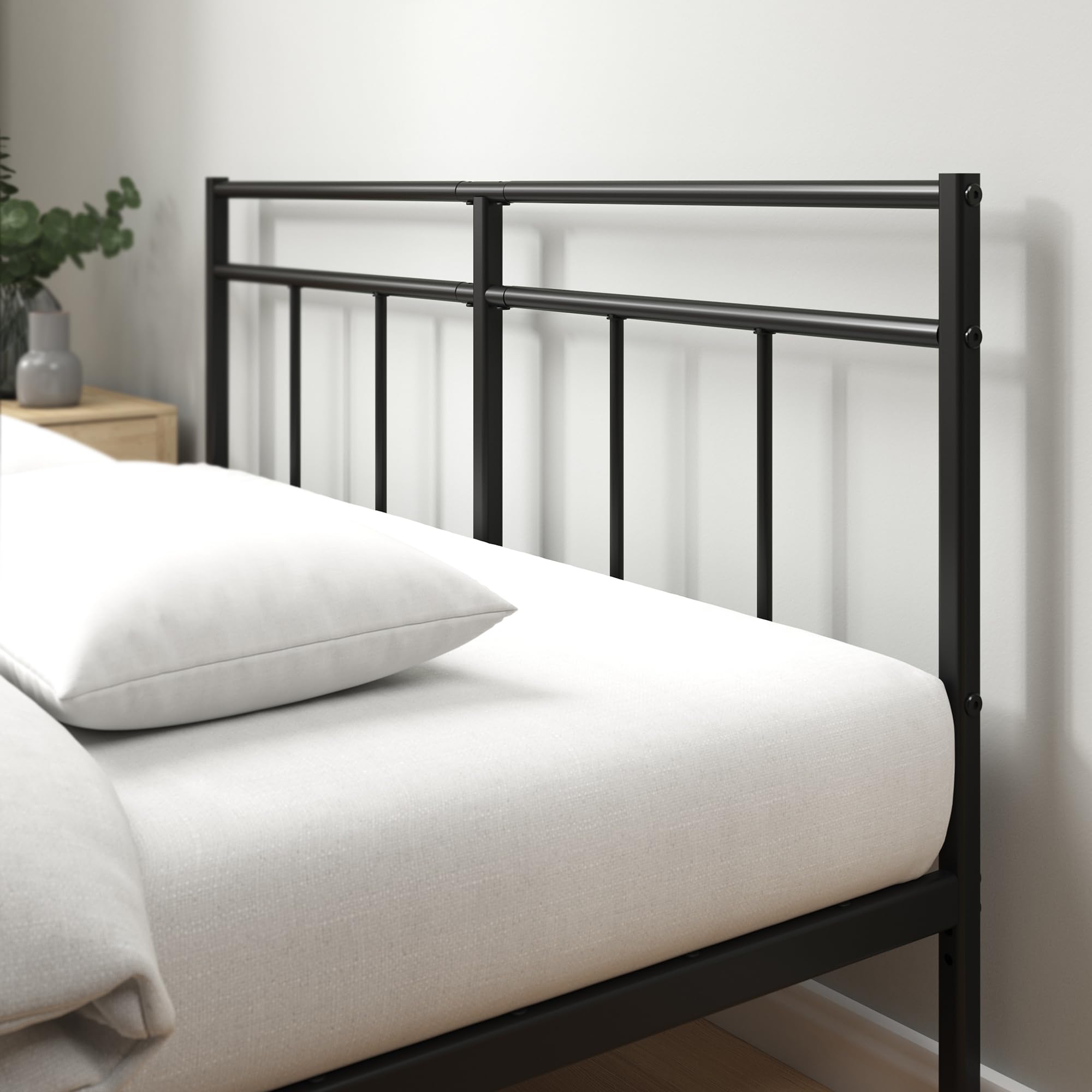 Zinus Elias Single Metal Platform Bed Frame with Headboard – 90x190 cm