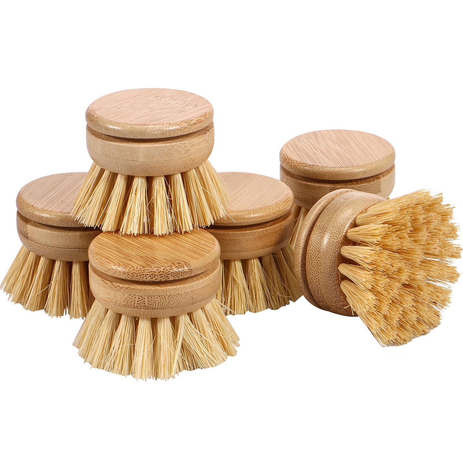 Bamboo Dish Brush Heads | 6-Pack Eco-Friendly Sisal Bristles