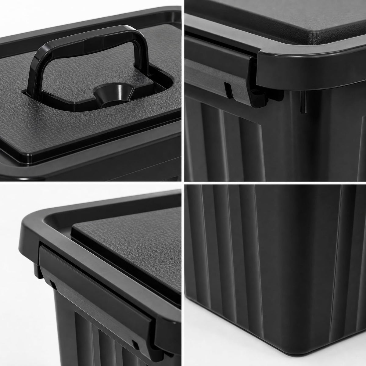 Ikando 6 Packs 6L Black Storage Boxes with Lids, 27 x 19.3 x 16cm - image 3
