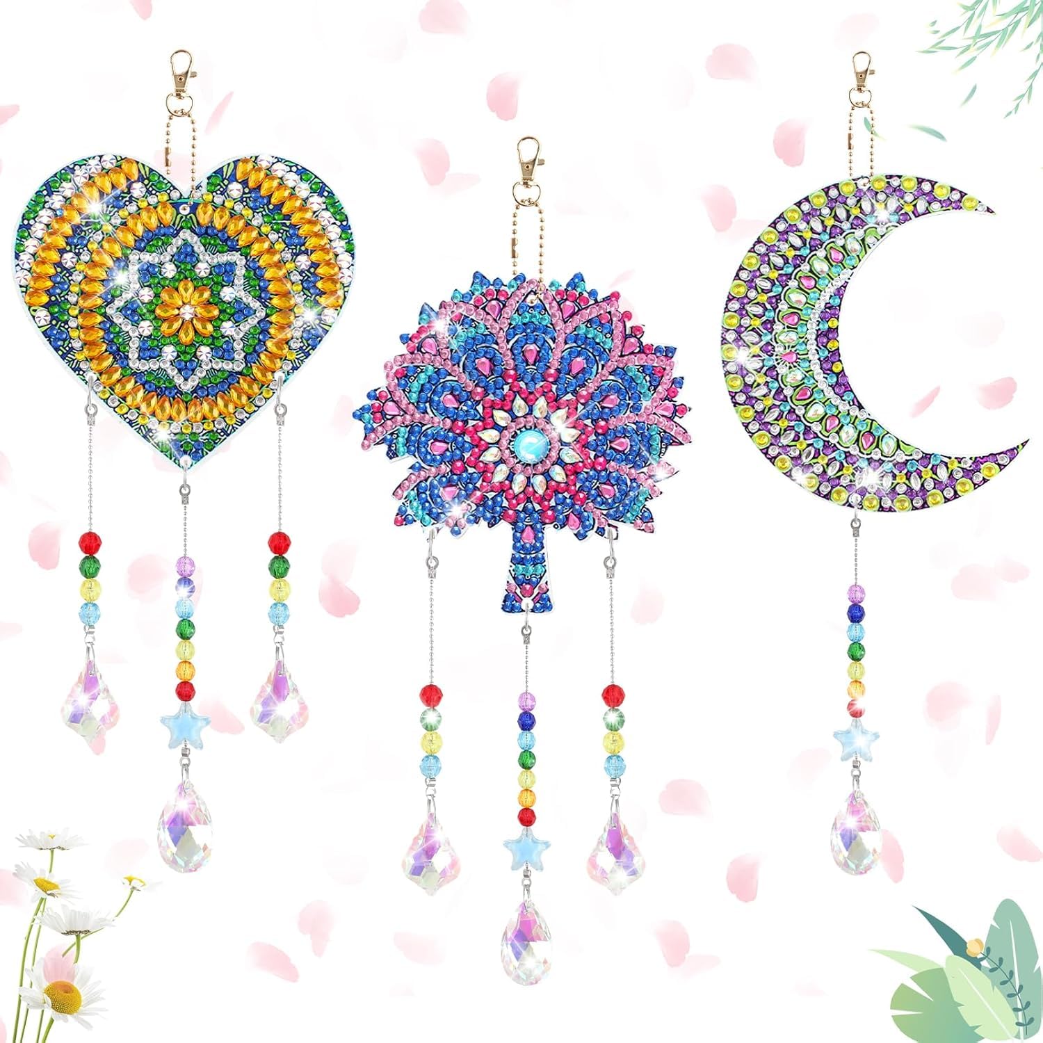 ifymei DIY Diamond Art Wind Chimes Kit – 3 Pack Crystal Suncatcher Crafts