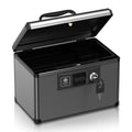 ZORVIDSON Medicine Lock Box with Key | Portable Aluminum Storage (Black)