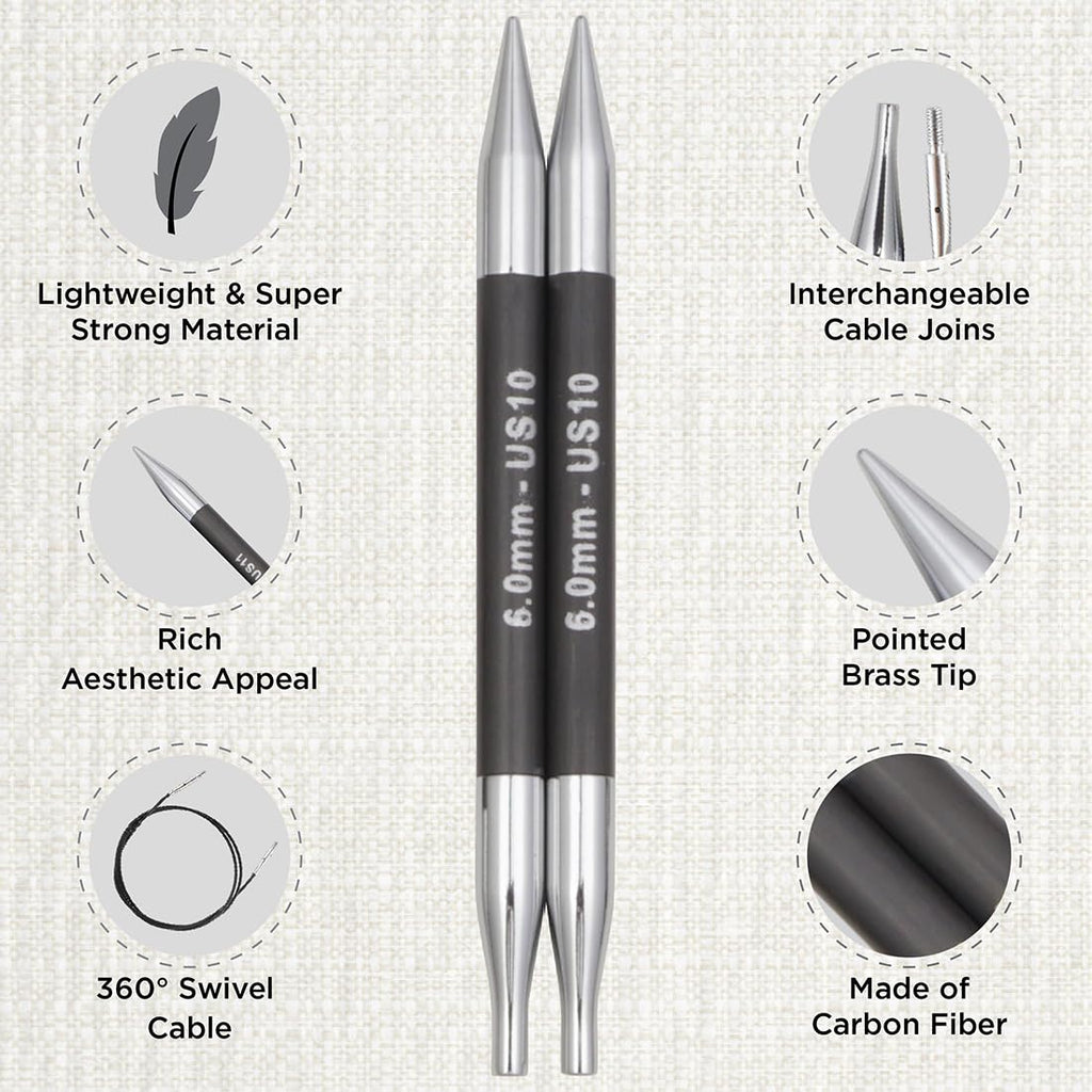 KnitPro Karbonz Deluxe Interchangeable Carbon Fiber Knitting Needle Set