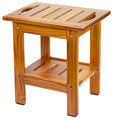 Utoplike Teak Shower Bench – 2-Tier Compact Wooden Stool with Shelf