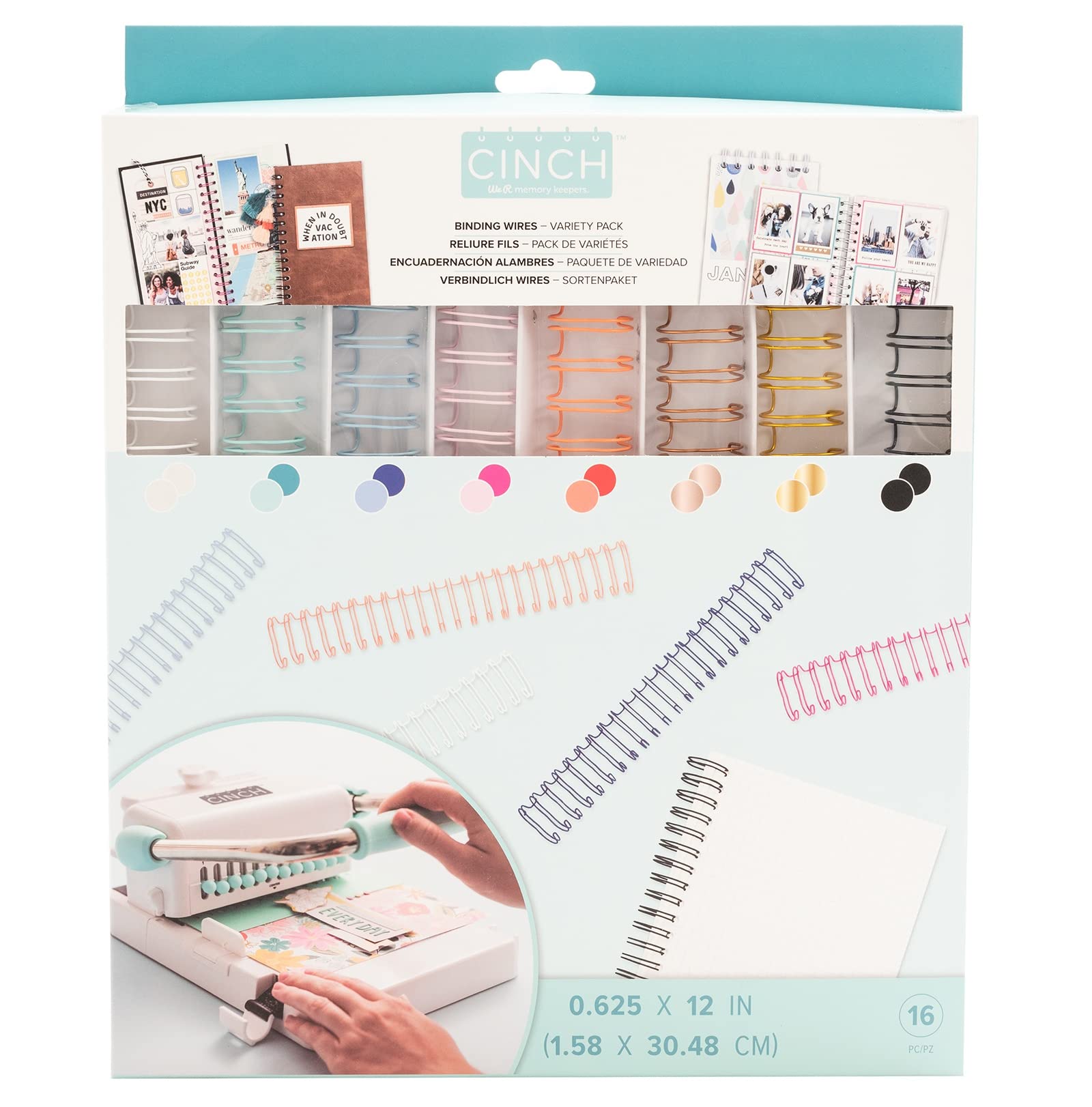 We R Memory Keepers Cinch Binding Wires, 5/8 Inch, 8 Colors, 16 Pack