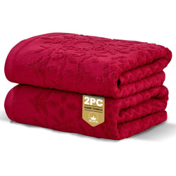 Rapport Home Versailles Jacquard Hand Towels 2 Pack - Ruby, 50x85cm - image 1