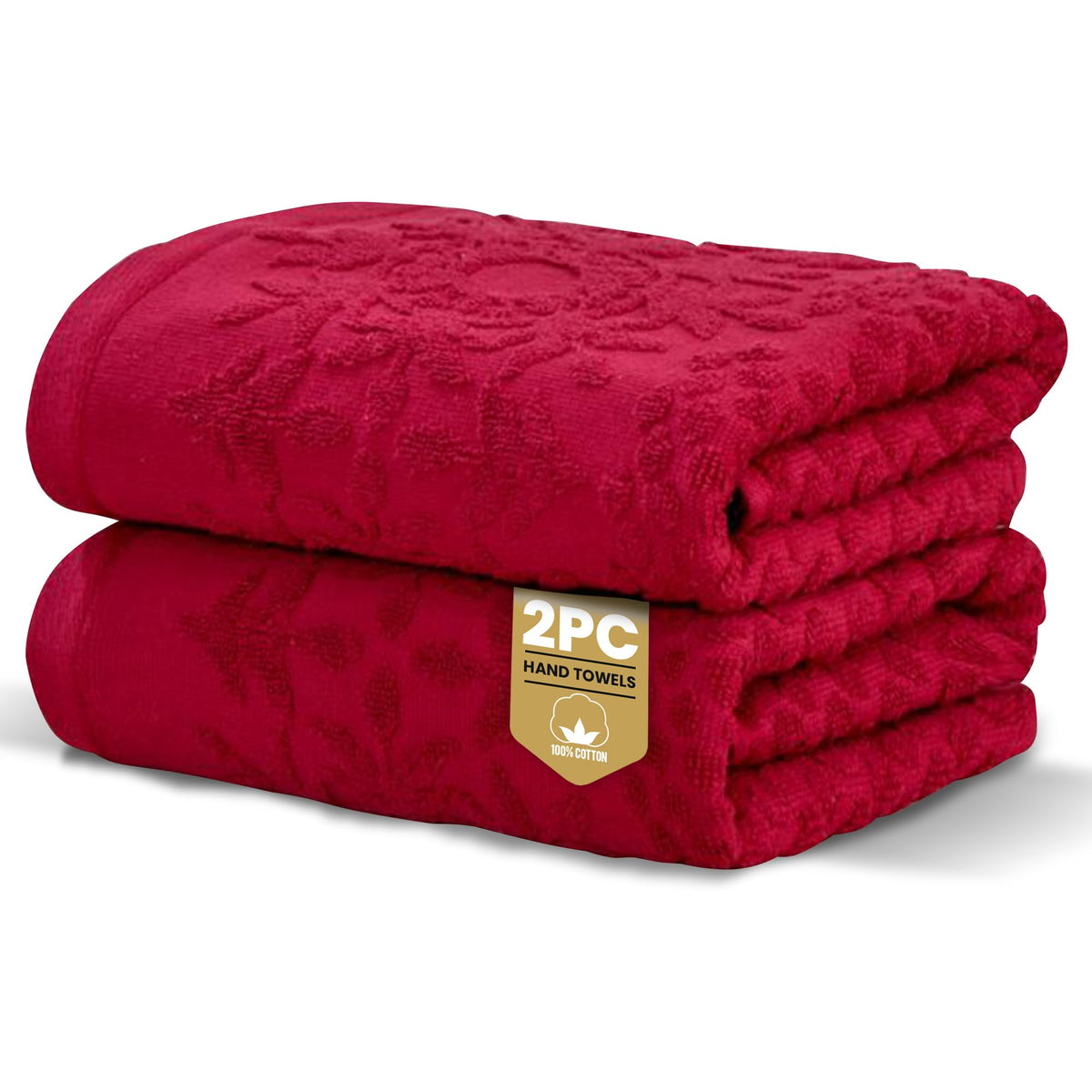 Rapport Home Versailles Jacquard Hand Towels 2 Pack - Ruby, 50x85cm - image 1