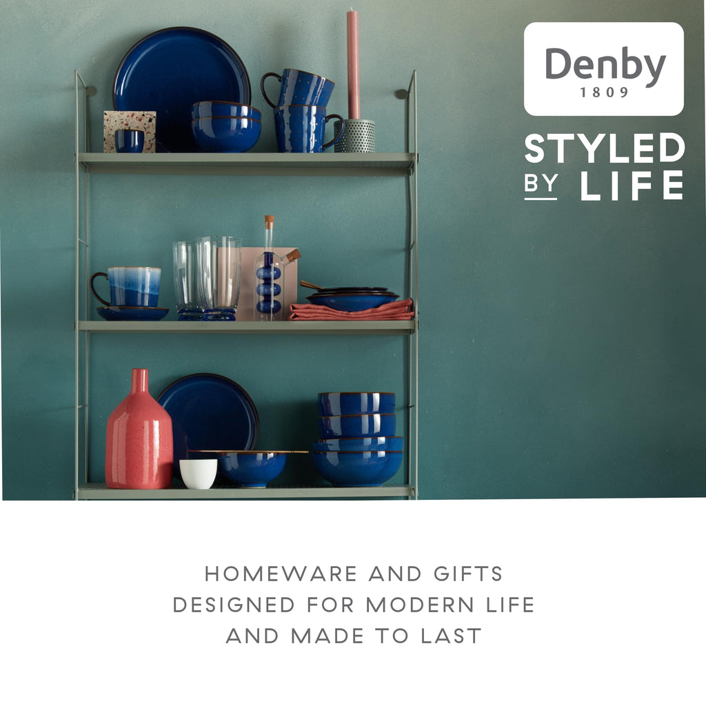 Denby Imperial Blue Cereal Bowls – Set of 4 – Durable Stoneware 17cm