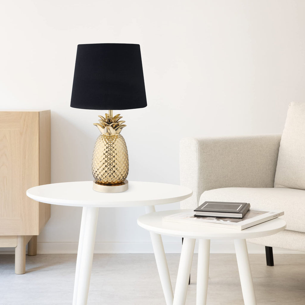 Navaris Black Linen Lampshades with Gold Lining – Set of 2 for E27