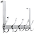 WEBI Over The Door Hook Rack – 5 Tri Hooks Metal Towel Hanger, Silver