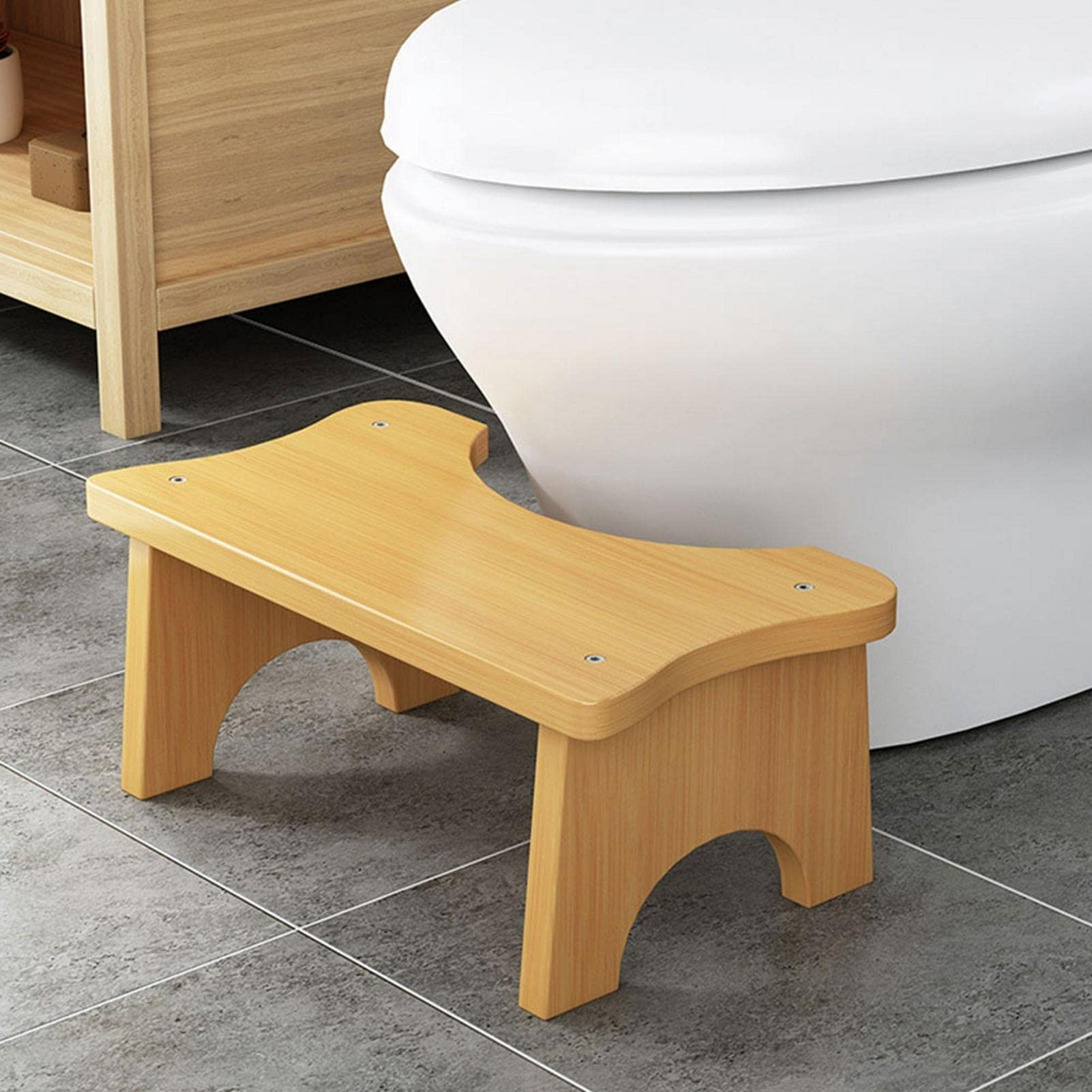 Kisbeibi Wooden Toilet Stool – Ergonomic 35 Degree Bamboo Squatting Stool