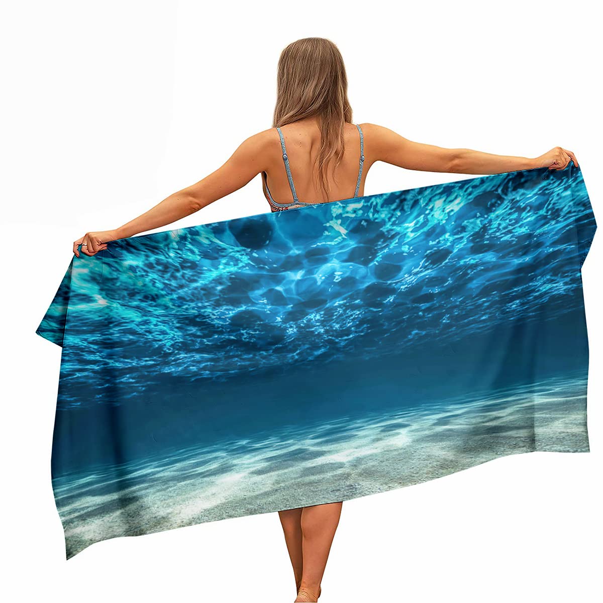 Ulticool Microfibre Beach Towel – Ocean Sea Print – Quick-Drying 160x80cm