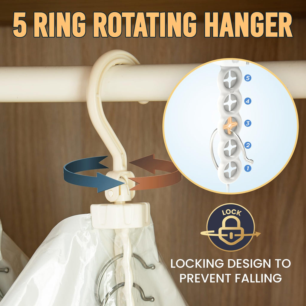 TAILI Hanging Vacuum Storage Bags for Clothes - 6 Pack Space Saver Bags