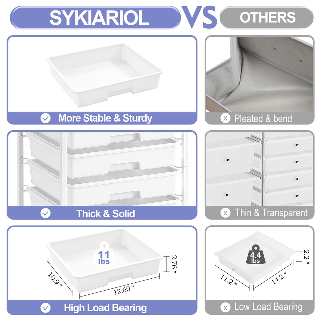 SYKIARIOL 8-Drawer Rolling Storage Trolley | Wooden Top Utility Cart