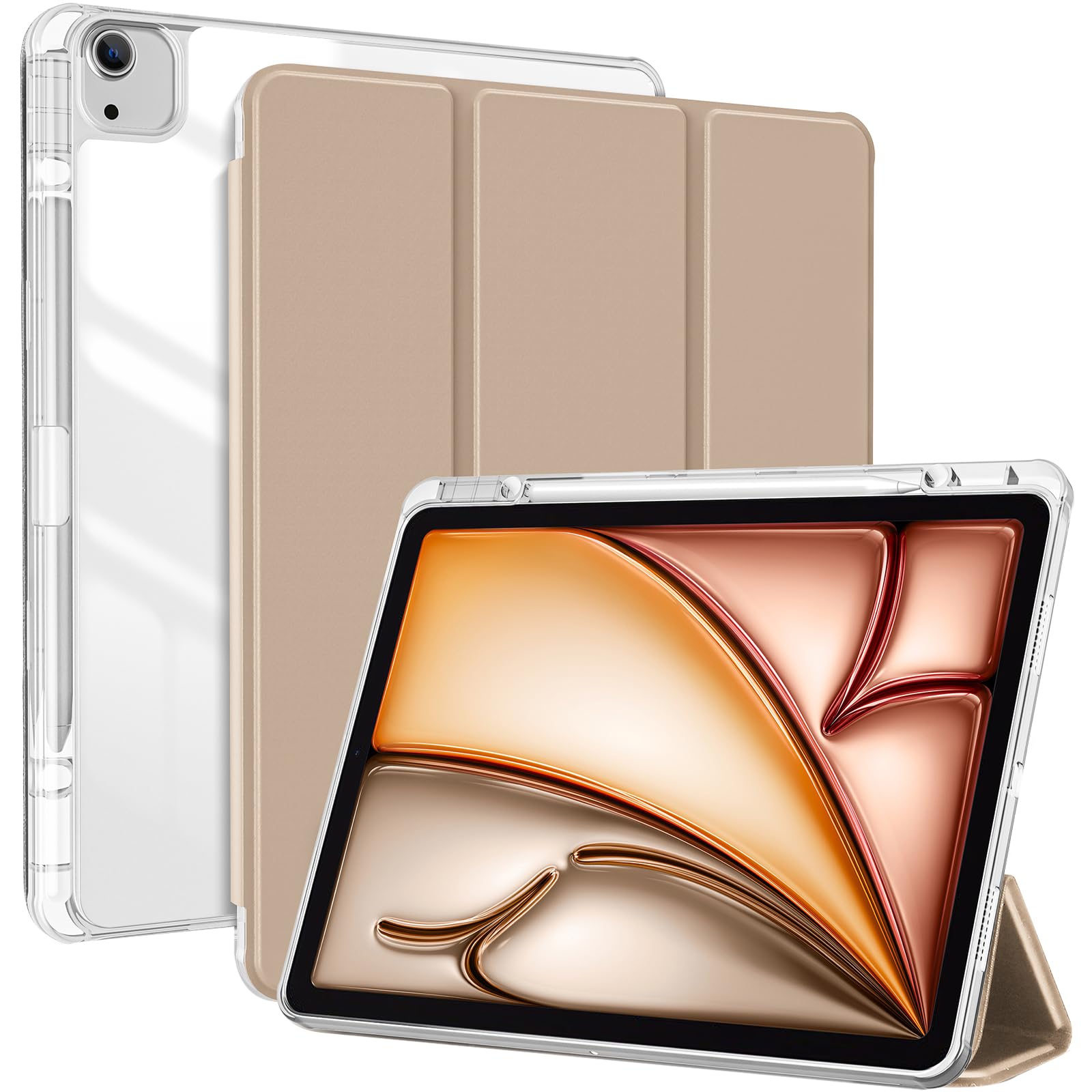ProCase iPad Air 13 Inch M2 Case with Pencil Holder & Clear Back