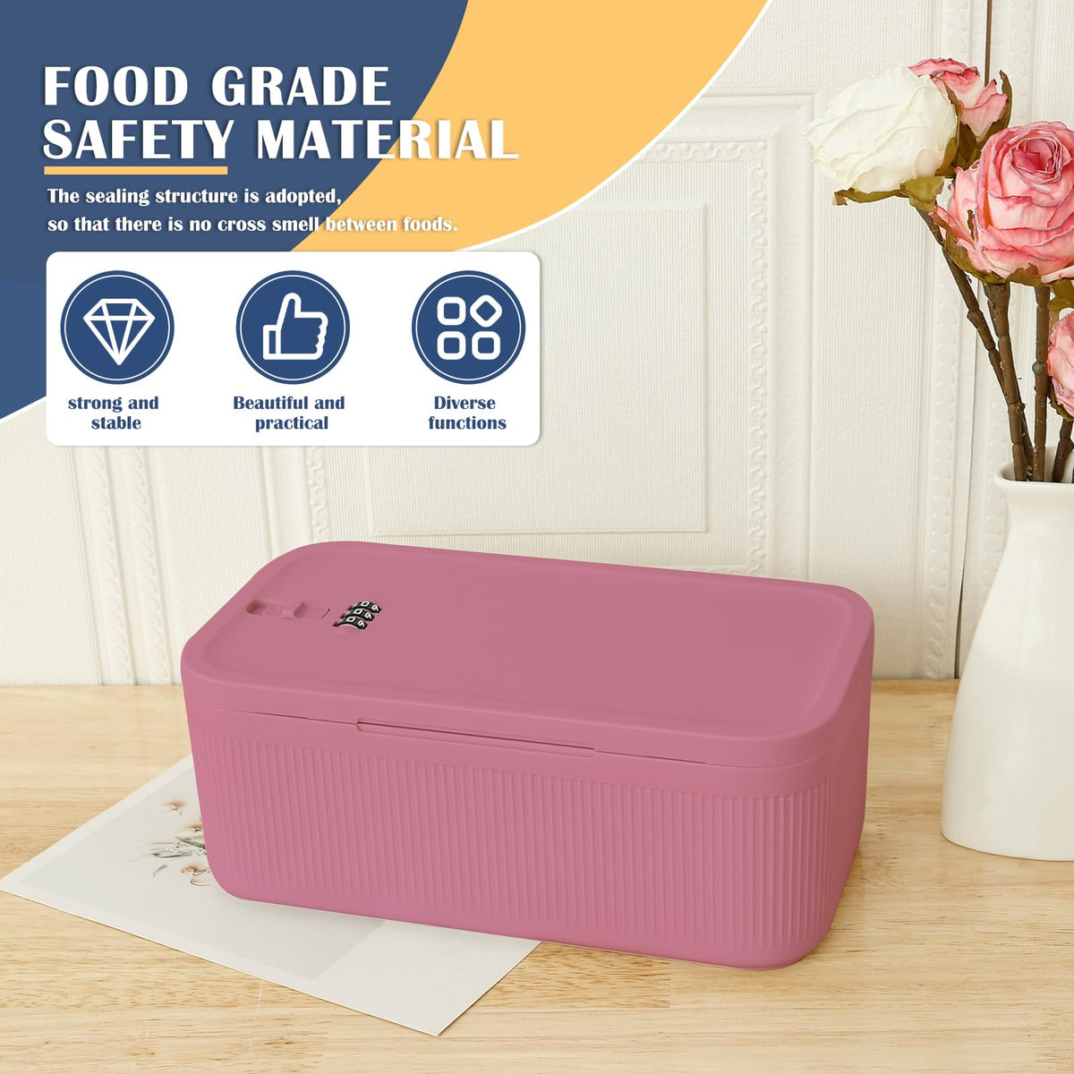 QINGLANG Lockable Box with Combination Code Portable Medication Small Lock Box Secure Medicine Safe, Phone Jail - image 2
