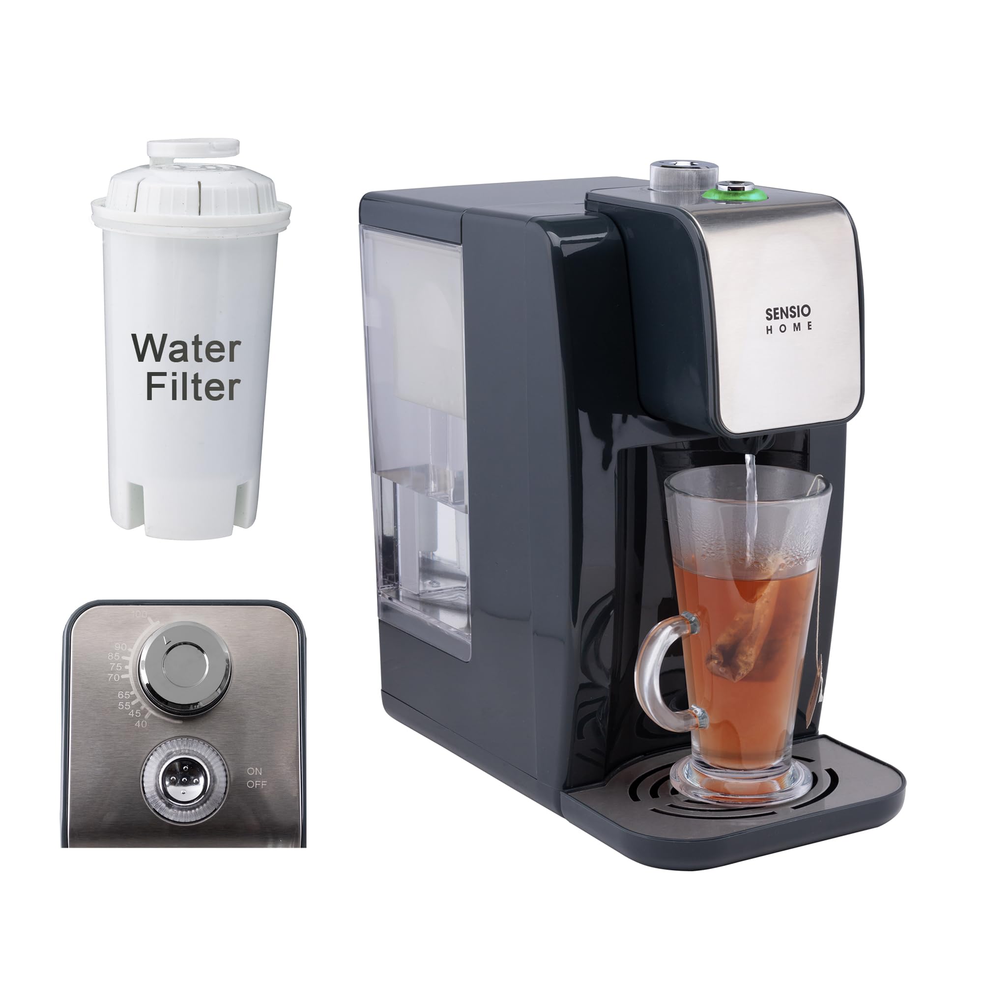 Sensio Home Instant Hot Water Dispenser – 2.2L Filtered Kettle, Grey