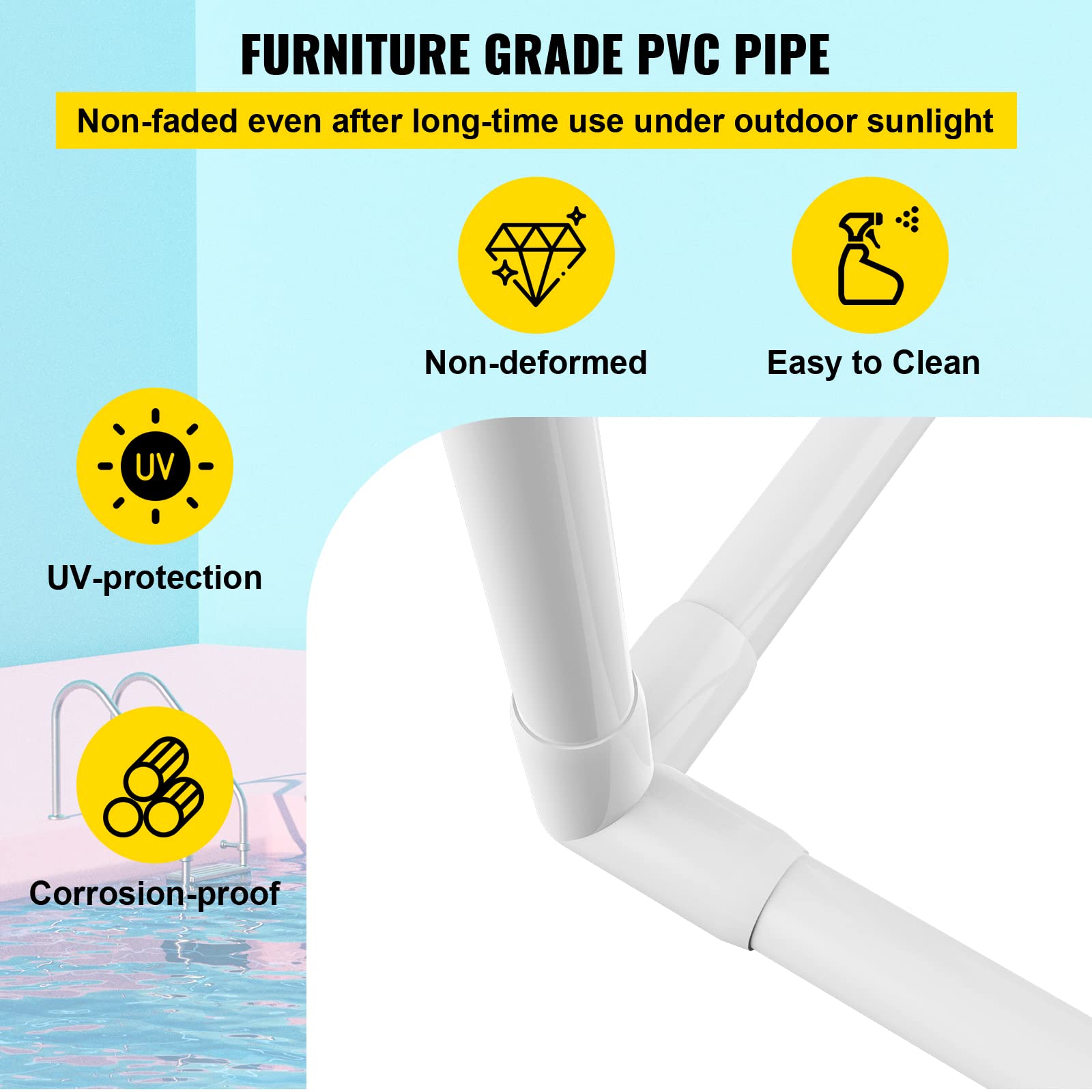 VEVOR Pool Towel Rack | 5-Bar Freestanding PVC Outdoor Storage Organizer