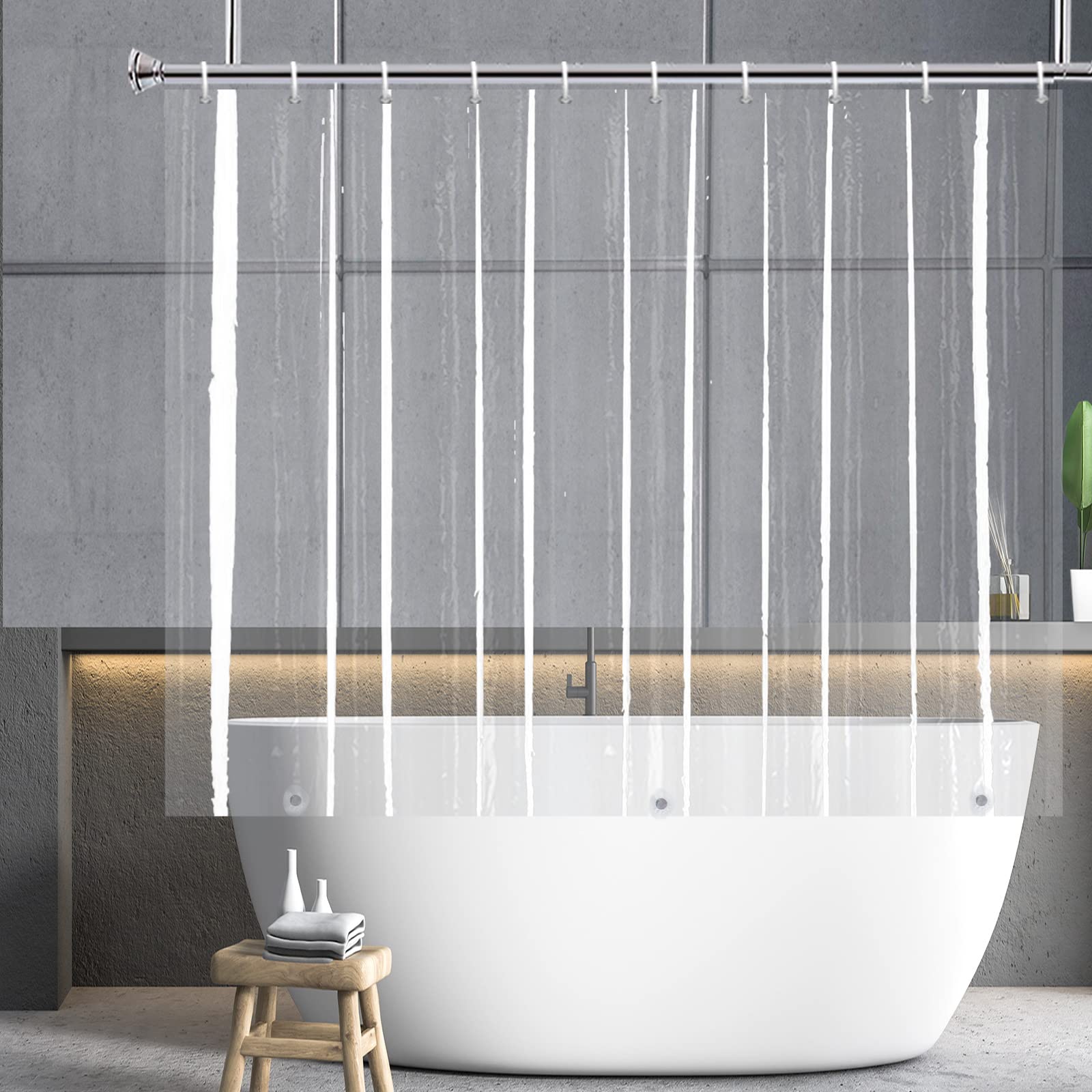 Short Shower Curtain Liner – Clear PEVA with Magnets