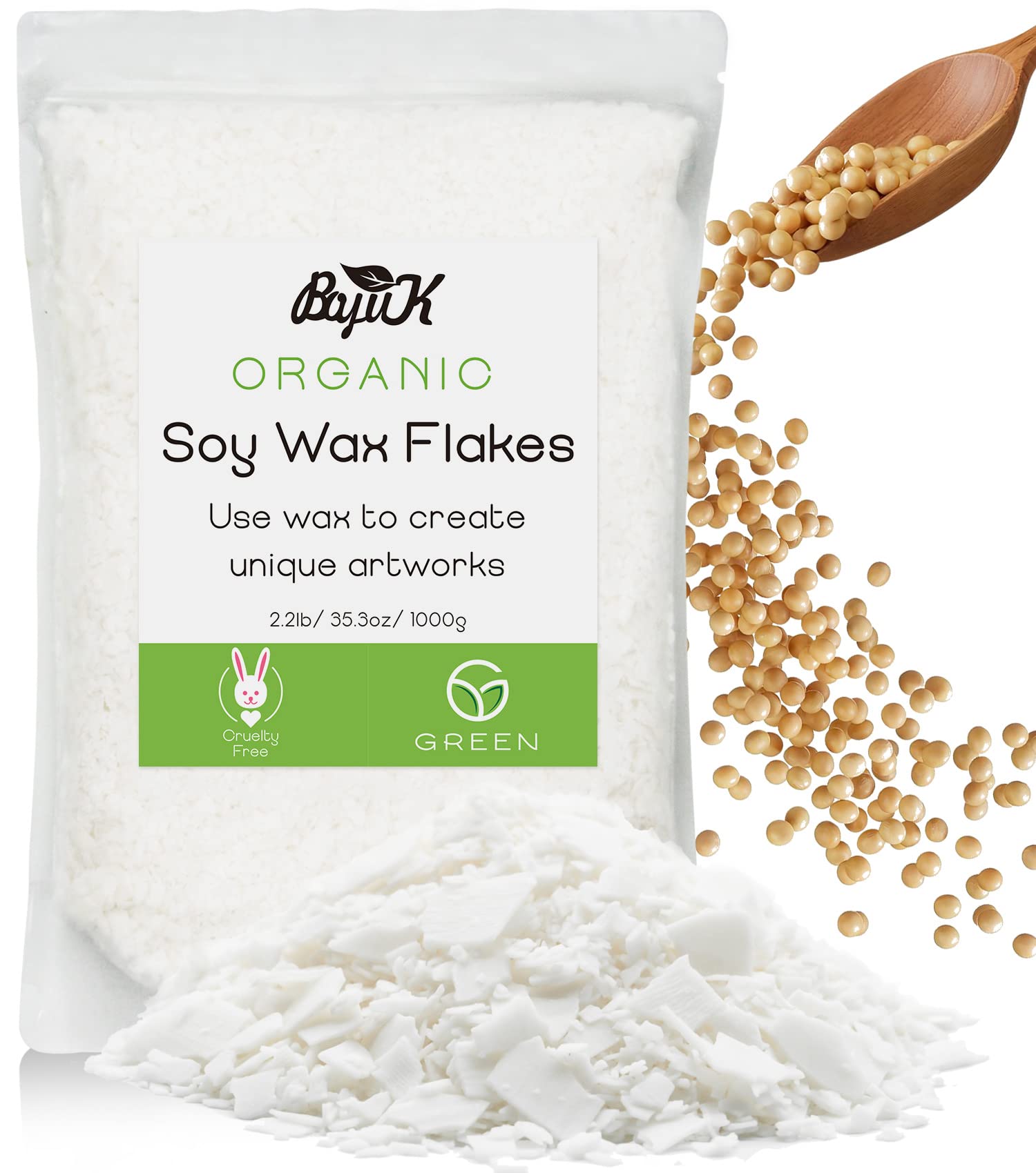 BOYUJK 100% Natural Soy Wax Flakes for Candle Making – Organic (1KG)