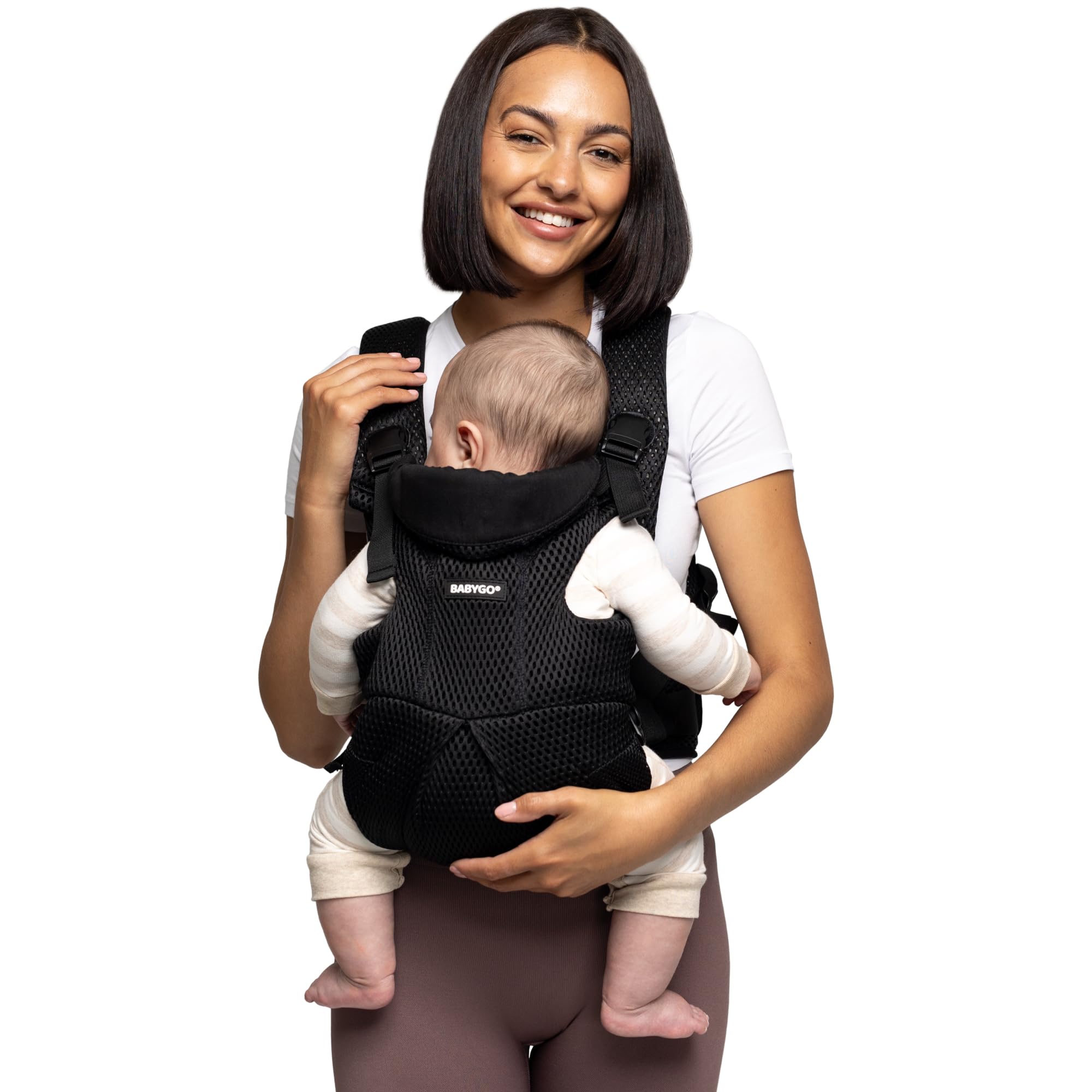 BABYGO AirMesh Baby Carrier with Dribble Bib - 0-18 Months - Black