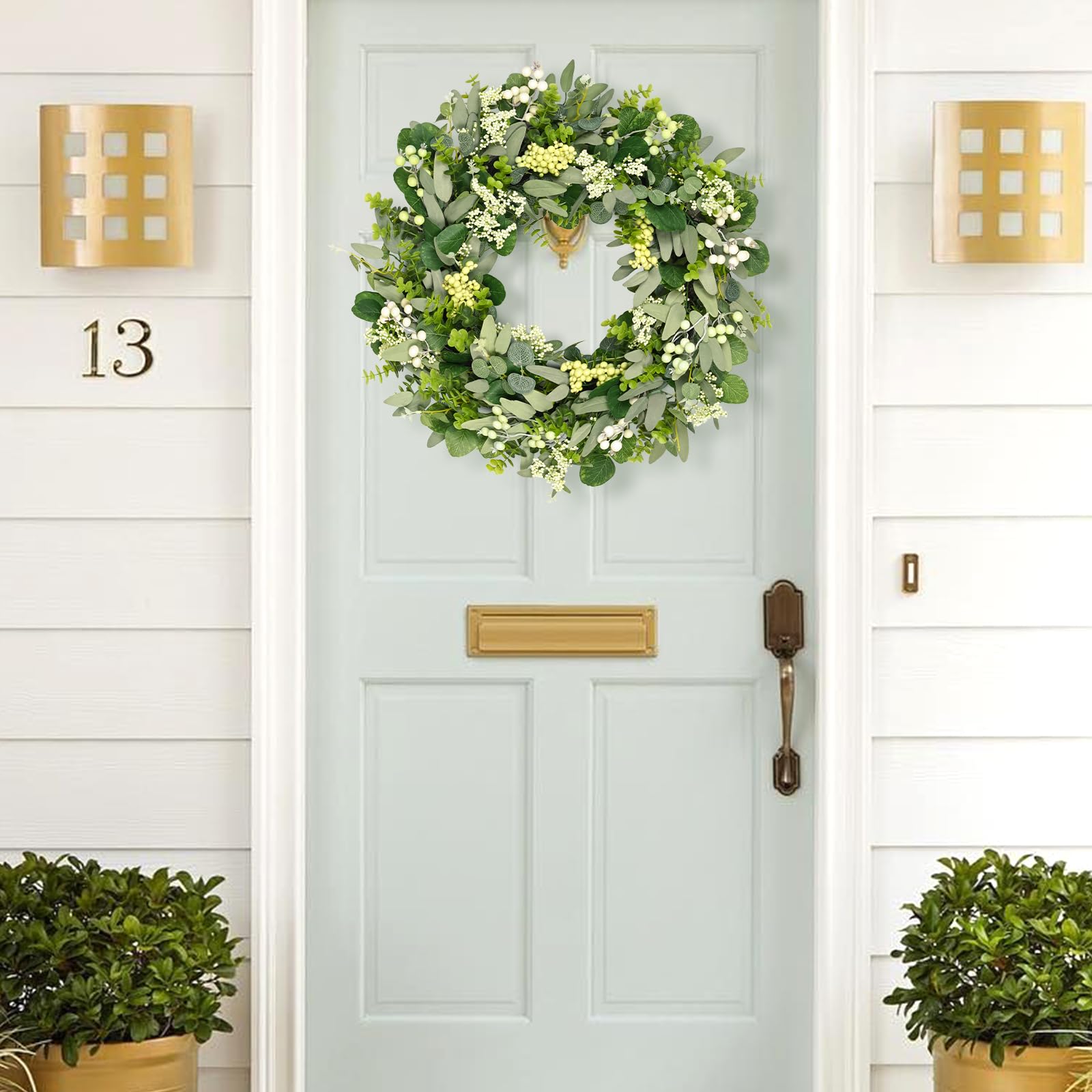 COLORSPEC 24-Inch Eucalyptus Boxwood Wreath for Front Door